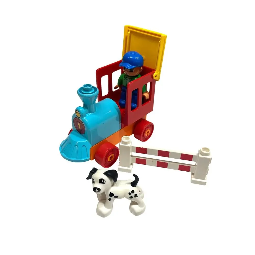 Duplo Lot Train Car Dog Dalmatian Fence Conductor Man Figure